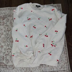 Cherry Print White Sweatshirt
